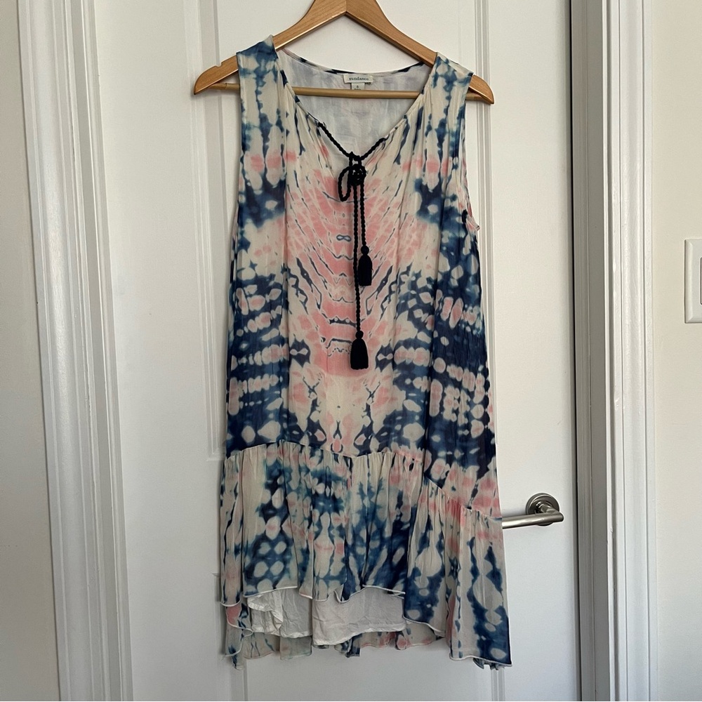 Sundance Tie-Dye Dress with Tassel Accent Size S Sleeves Lined Flowy Bohemian